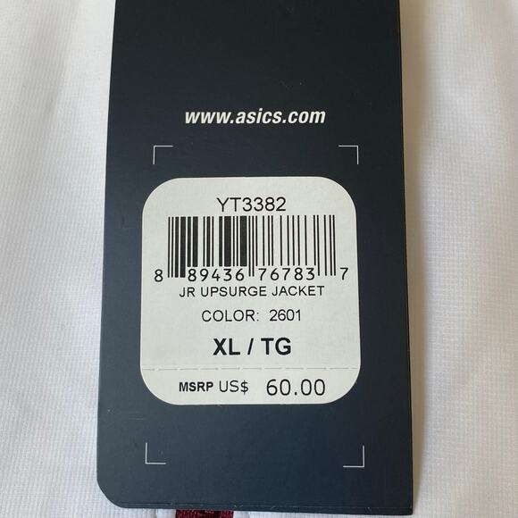 NEW ASICS Junior's Upsurge Warm Up Track Jacket Size XL Red White Full Zip - Picture 6 of 7